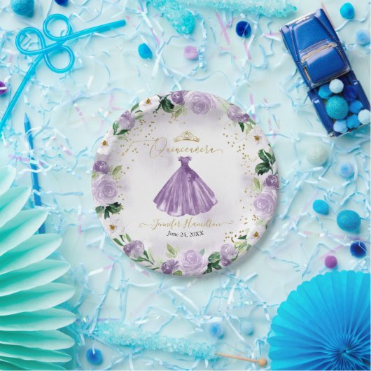 Quinceanera Paper Teller Lila Blumenbekleidung (Party)