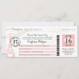 Quinceanera   Paris Boarding Pass Einladung