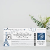 Quinceanera | Paris Boarding Pass Einladung (Stehend Vorderseite)