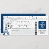 Quinceanera | Paris Boarding Pass Einladung (Vorne/Hinten)