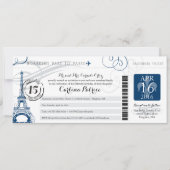 Quinceanera | Paris Boarding Pass Einladung (Vorderseite)