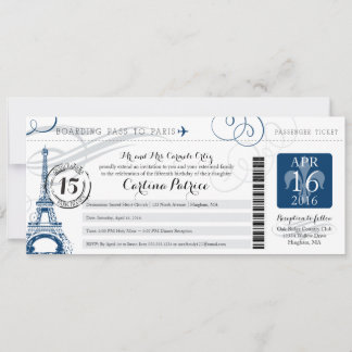 Quinceanera | Paris Boarding Pass Einladung