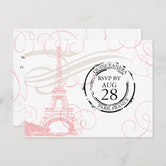 Quinceanera | Paris Boarding Pass UAWG Einladungspostkarte (Vorne/Hinten)