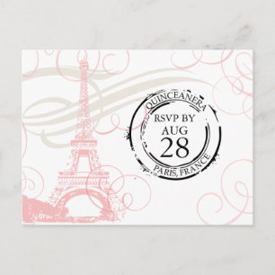Quinceanera Paris Bordkarte RSVP Einladungspostkarte