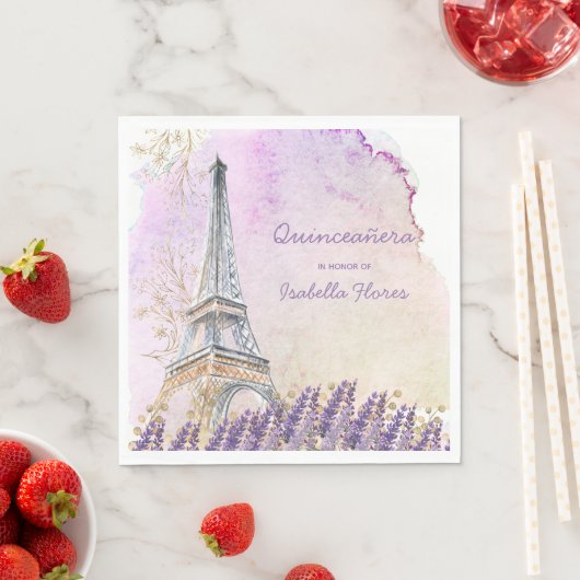 Quinceanera Paris Eiffel Tower French Lavender Serviette (Beispiel)