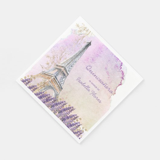 Quinceanera Paris Eiffel Tower French Lavender Serviette (Ecke)