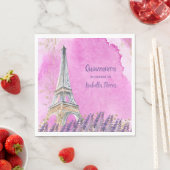 Quinceanera Paris Eiffel Tower Pink Wasserfarbe Serviette (Beispiel)