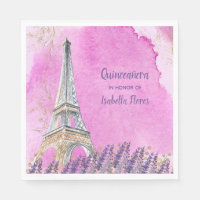 Quinceanera Paris Eiffel Tower Pink Wasserfarbe