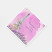 Quinceanera Paris Eiffel Tower Pink Wasserfarbe Serviette (Ecke)