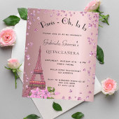 Quinceanera Paris Rosa Budget Einladung Flyer