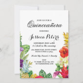 Quinceanera Party Aloha Tropical Luau Tiki Einladung (Vorderseite)