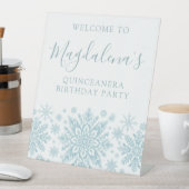 Quinceanera Party Blauer Schneeflocken Herzlich Wi Sockelschild (In Situ)