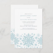 Quinceanera Party Blauer Weißer Schneeflocken Wint Einladung (Vorne/Hinten)