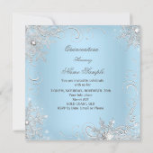 Quinceanera Party Blue Silver Snowflakes Einladung (Rückseite)