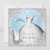 Quinceanera Party Blue Silver Snowflakes Einladung (Vorderseite)