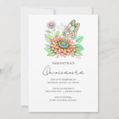 Quinceanera Party Butterfly Thema Einladung (Vorderseite)