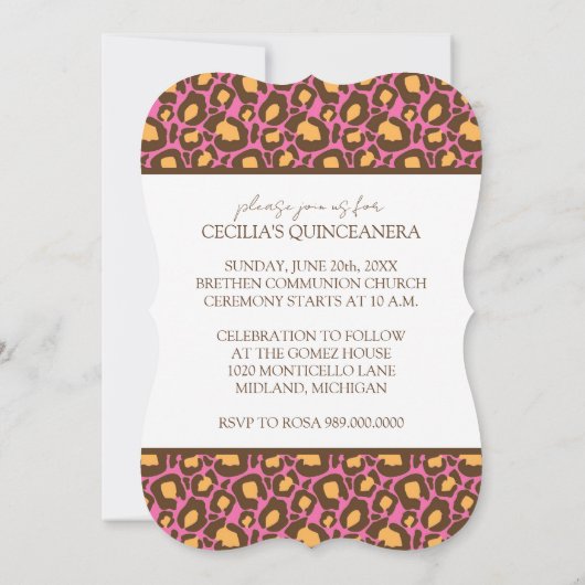 Quinceanera-Party Einladung (Cheetah Print) (Rückseite)