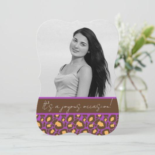 Quinceanera-Party Einladung (Lila) (Stehend Vorderseite)