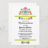 Quinceanera Party Floral Fiesta Mexikanisches Gebu Einladung (Vorne/Hinten)