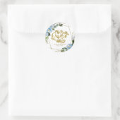 Quinceanera Party Gold Forelle Blaue Blüte Runder Aufkleber (Tasche)