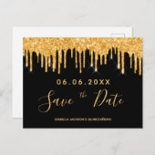Quinceanera Party Gold Glitzer Save the Date schwa Postkarte (Vorne/Hinten)
