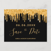Quinceanera Party Gold Glitzer Save the Date schwa Postkarte (Vorderseite)