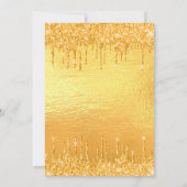 Quinceanera Party Gold Glitzer Tropfen Glattleder Einladung (Rückseite)