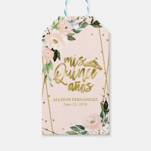 Quinceanera Party Goldene Forelle Rosa Blüten Geschenkanhänger
