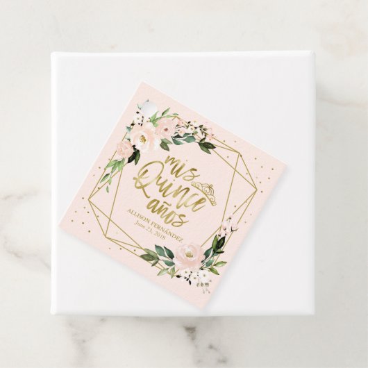 Quinceanera Party Goldene Forelle Rosa Blüten Geschenkanhänger (Beispiel)