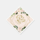 Quinceanera Party Goldene Forelle Rosa Blüten Serviette (Ecke)