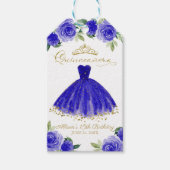 Quinceanera Party Gown Royal Blue Floral Geschenkanhänger (Vorderseite)