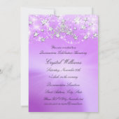 Quinceanera Party Lila Sparkle Tiara Stars Einladung (Rückseite)