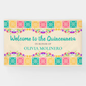 Quinceanera Party Mexican Fiesta Floral Willkommen Banner (Horizontal)