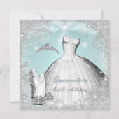 Quinceanera Party Minze Blue Silver Schneeflocken Einladung (Vorderseite)