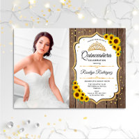 Quinceanera Party mit Foto - Sonnenblumen Rustikal