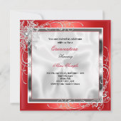 Quinceanera Party Red Silver Dress Heelse S5 Einladung (Rückseite)