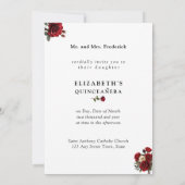 Quinceañera Party Room Red Gown Crystal Chandelier Einladung (Rückseite)