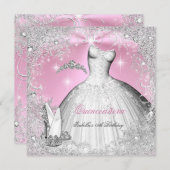 Quinceanera Party Rosa Silver Winter Schneeflocken Einladung (Vorne/Hinten)