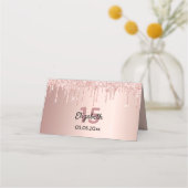 Quinceanera Party Rose Gold Glitzer Rosa Funkeln Platzkarte (Vorderseite)