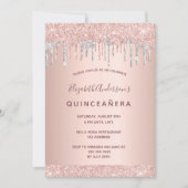 Quinceanera Party Rose Gold Glitzer Rosa Silber Einladung (Vorderseite)