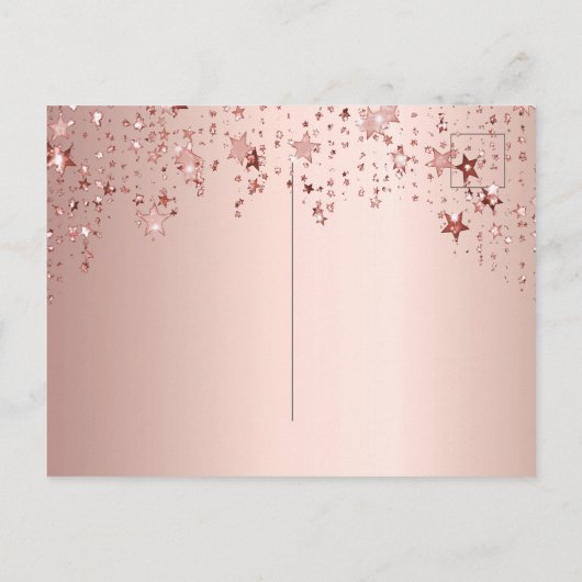 Quinceanera Party Rose Goldsterne Save the Date Postkarte (Rückseite)