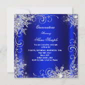 Quinceanera Party Royal Blue Silver Schneeflocken Einladung (Rückseite)