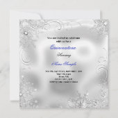 Quinceanera Party Royal Blue Silver Snowflakes Einladung (Rückseite)
