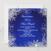 Quinceanera Party Royal Blue Winter Schneeflocken Einladung (Rückseite)