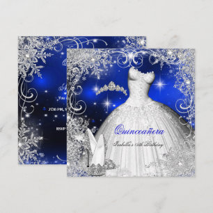 Quinceanera Party Royal Blue Winter Wonderland Einladung