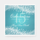 Quinceanera Party Sparkling Wave Türkis Serviette (Vorderseite)