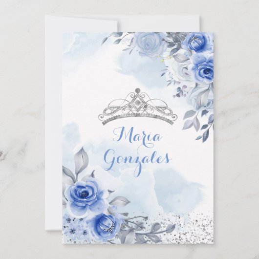 Quinceanera Pastel Blume 16. Geburtstag Einladung (Rückseite)