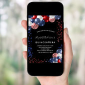 Quinceanera patriotische schwarz-blaue blaue Ballo Einladung