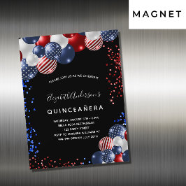Quinceanera patriotische schwarz-blaue blaue Ballo Magneteinladung