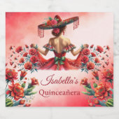 Quinceañera Personalisiert Beautiful Rot Schaumweinetikett (Einzelnes Label)